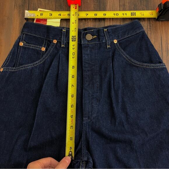 Lee VTG 80s Relaxed Tapered Ankle Pleated Jean Deadstock Size 10 Dark Blue - Picture 10 of 15